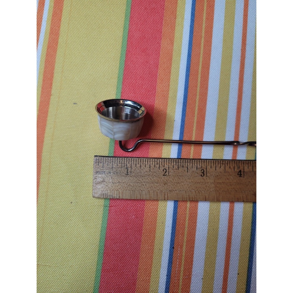 Vintage Long Metal Candle Snuffer, Mother Of Pearl-Look Decorative Head - Picture 3 of 5